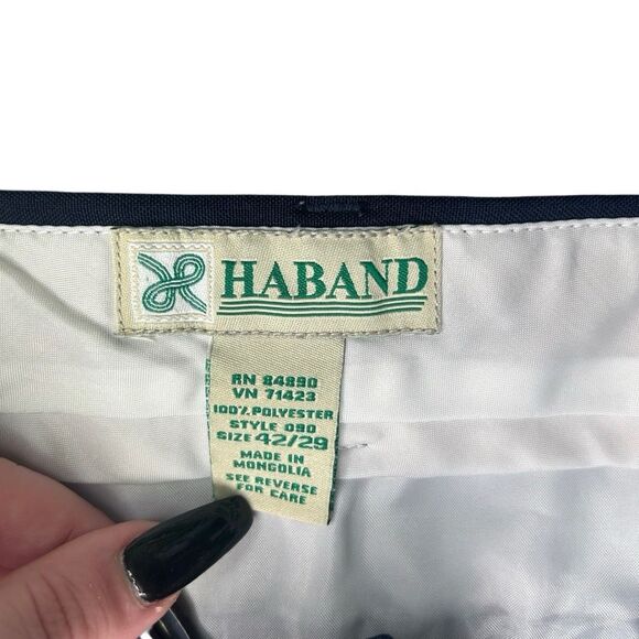 Haband Navy Blue Flat Front Dress Pants Trouser Size 42/29 Career Formal - Picture 6 of 8